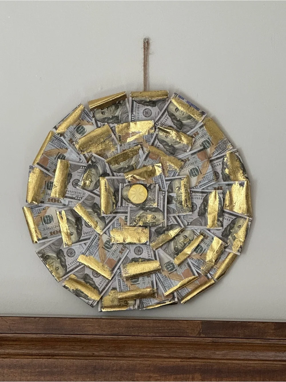 Gold and White Decorative Money Print Wall Art
